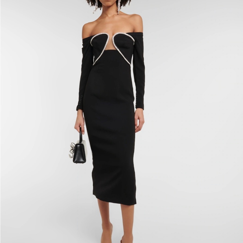 NWT SELF-PORTRAIT EMBELLISHED OFF-THE-SHOULDER MIDI DRESS